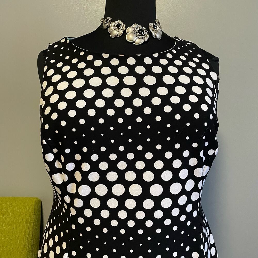 Lane Bryant Black White Polka Dot Fit and Flare Dress 16 Work Cocktail - Picture 2 of 5
